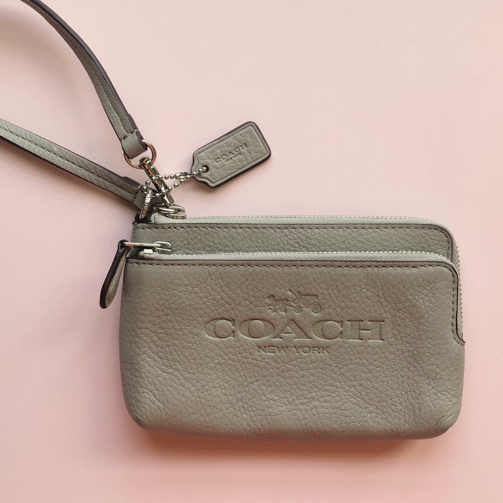 Coach Pebble Leather Double Corner Zip Wristlet